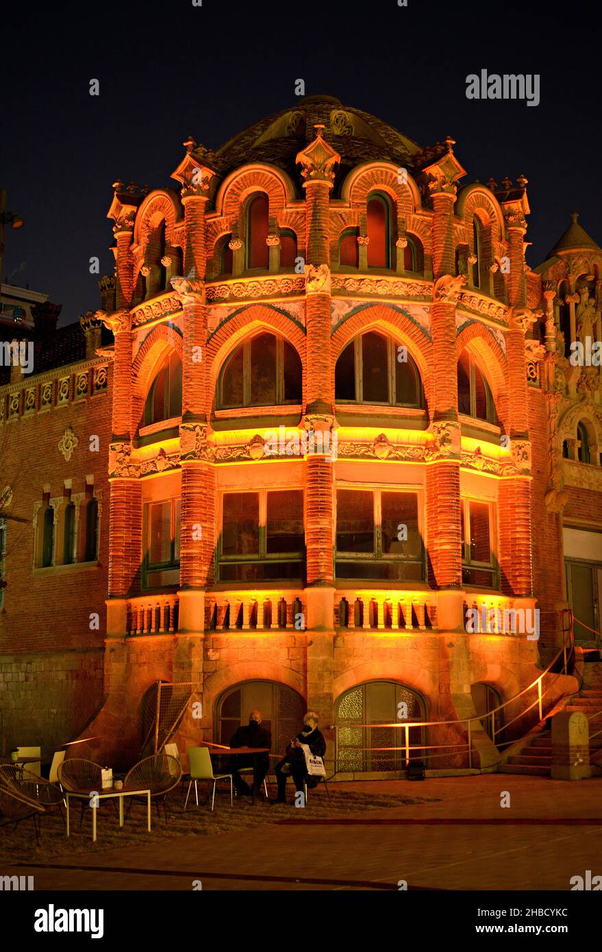 Die Weihnachtsbeleuchtung der Anlage von Sant Pau in Barcelona, Katalonien, Spanien Stockfoto