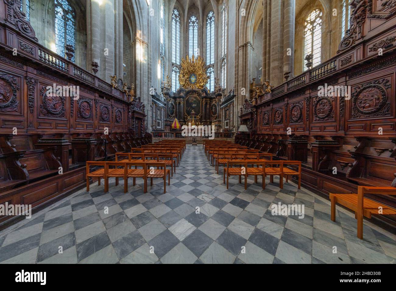 Frankreich, Var (83) Saint-Maximin-la-Sainte-Baume, die Basilika Sainte-Marie-Madeleine, die 1295 begonnen und 1532 fertiggestellt wurde, ist die wichtigste Goth Stockfoto