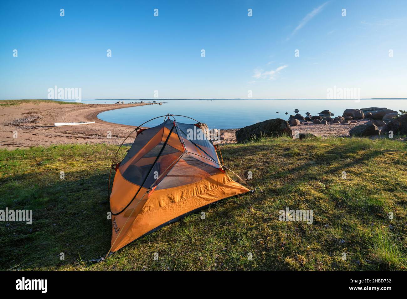 Camping auf Pitkäviiri Island, Pyhtää, Finnland Stockfoto