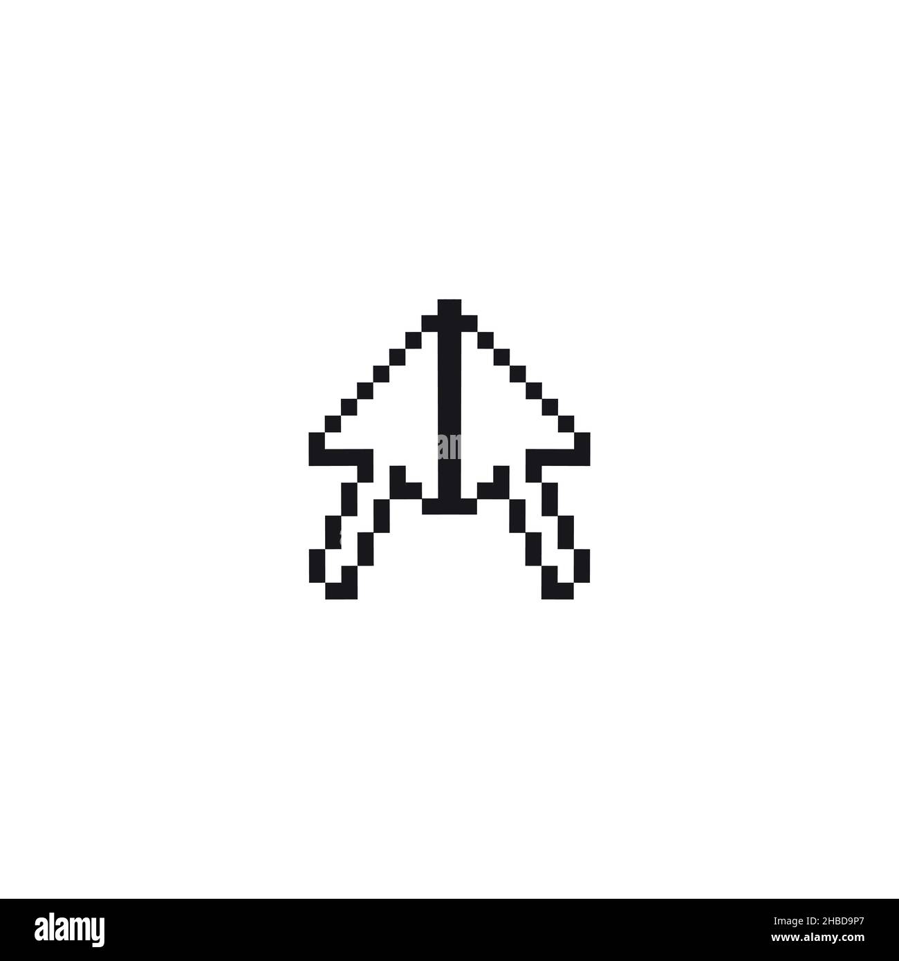 Pixel Alien-Schiffssymbol. Einfacher Stil Raum Wissenschaft Pixel Stil Poster Hintergrund-Symbol. Alien-Schiff-Logo Design-Element. T-Shirt-Druck. Vektor für s Stock Vektor