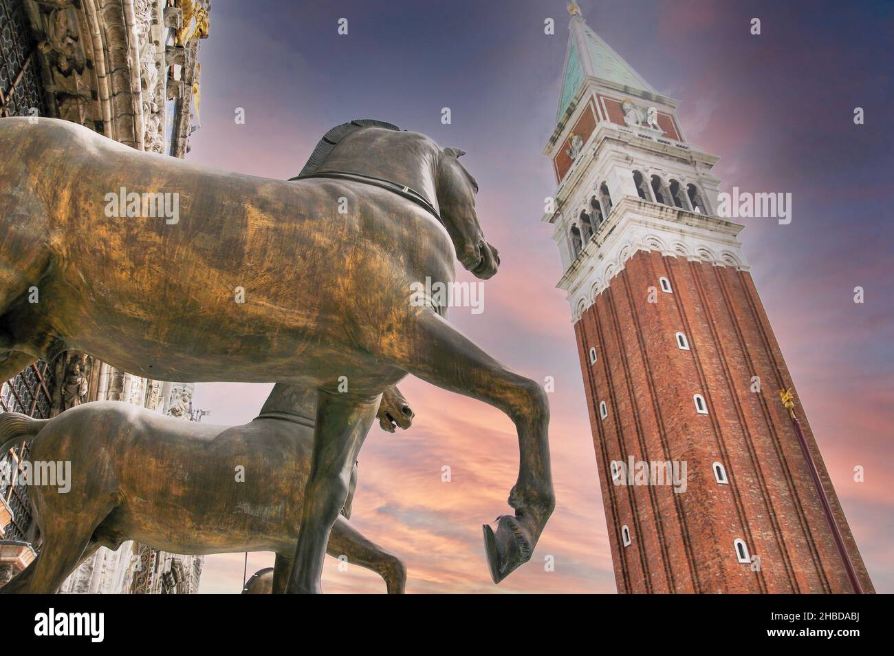 Markuspferde, Markusdom, Markusplatz, Venedig (Venedig), Region Venetien, Italien Stockfoto