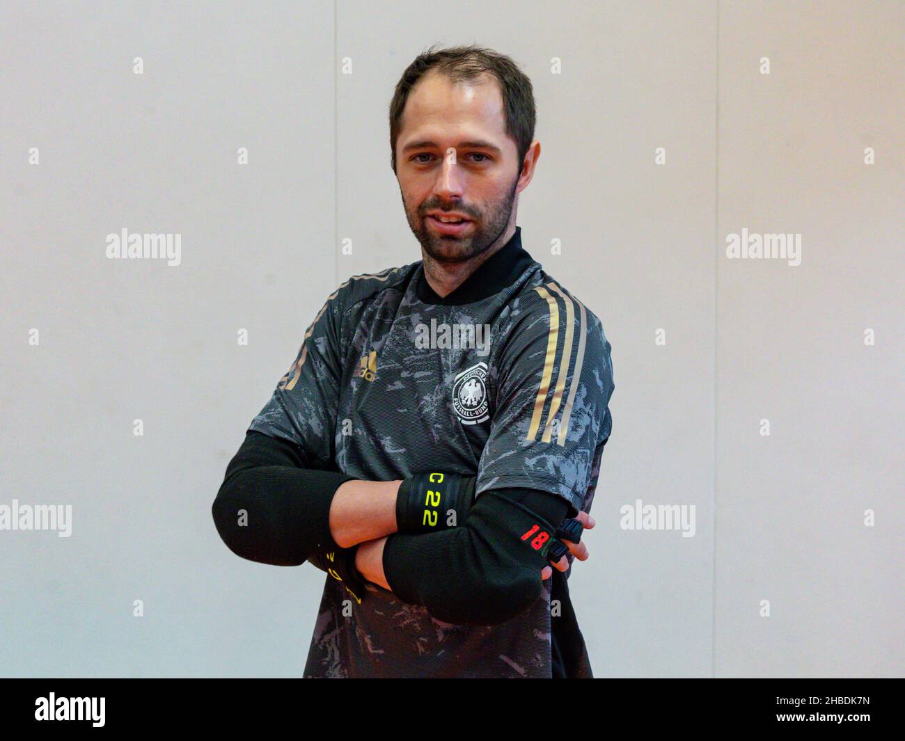 ZEIST, NIEDERLANDE - 19. DEZEMBER: Torwart Christian de Groodt aus Deutschland beim internationalen Futsal-Turnier der Männer zwischen Frankreich und Deutschland auf dem KNVB Campus am 19. Dezember 2021 in Zeist, Niederlande (Foto: Marcel ter Bals/Orange Picles) Stockfoto