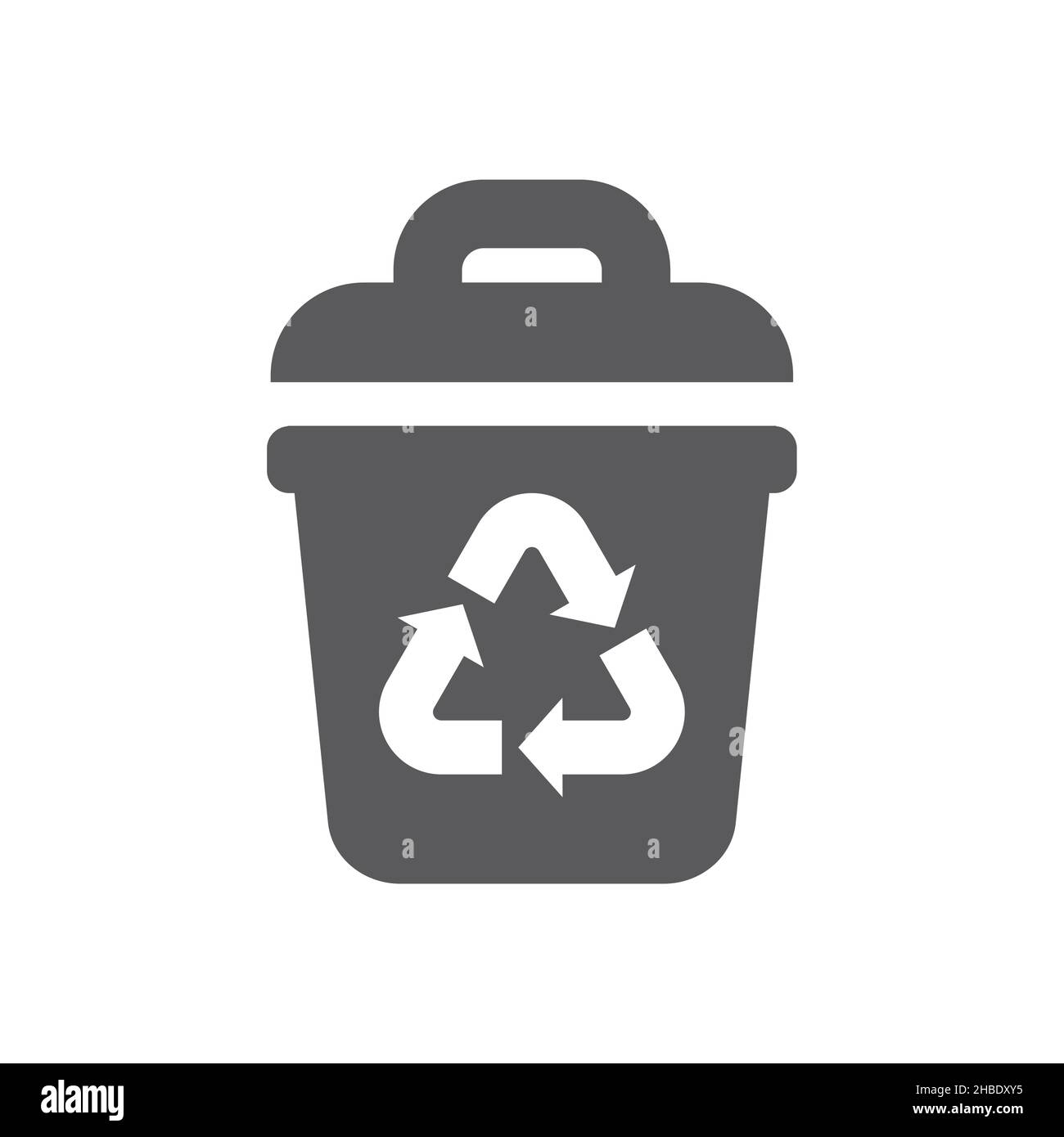 Papierkorb mit Symbol für Recycling-Zeichen gefüllt. Abfall, Abfallbehälter, schwarzes Vektorsymbol. Stock Vektor