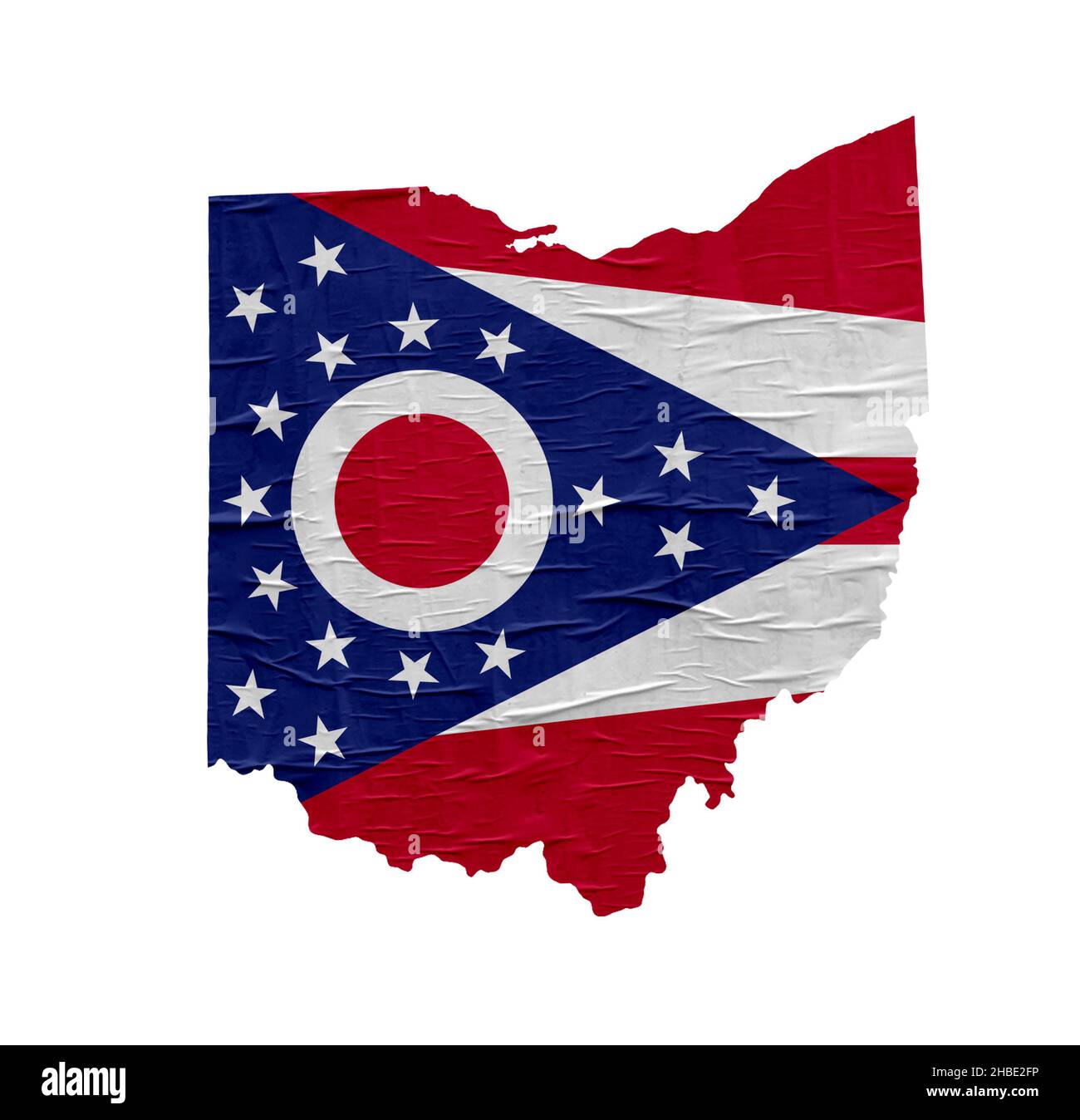 KARTE DES US-Bundesstaates Ohio mit Flagge auf altem Papierdesign Stockfoto