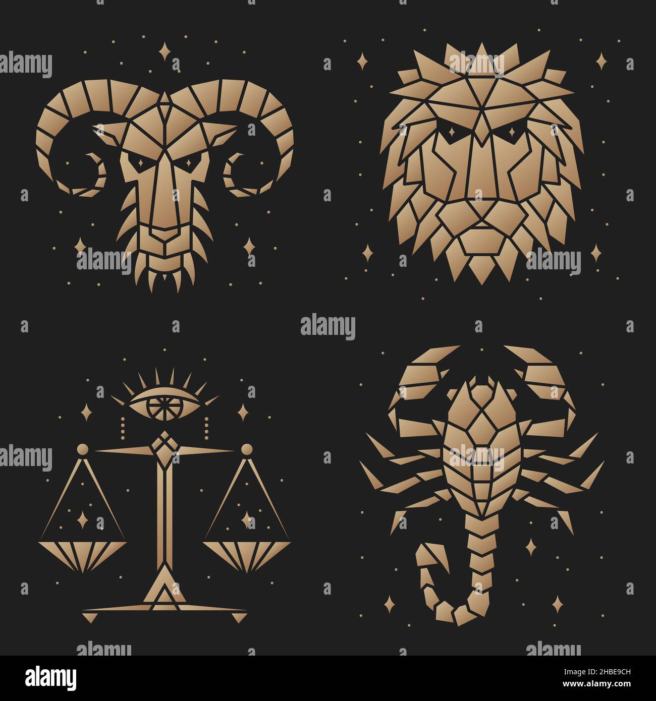 Set aus Sternzeichen Astrologie Horoskop Zeichen waage, widder, Löwe,  skorpion Design. Vektorgrafik. Elegantes Symbol oder Ikone von waage, widder,  Löwe, skorpion Stock-Vektorgrafik - Alamy