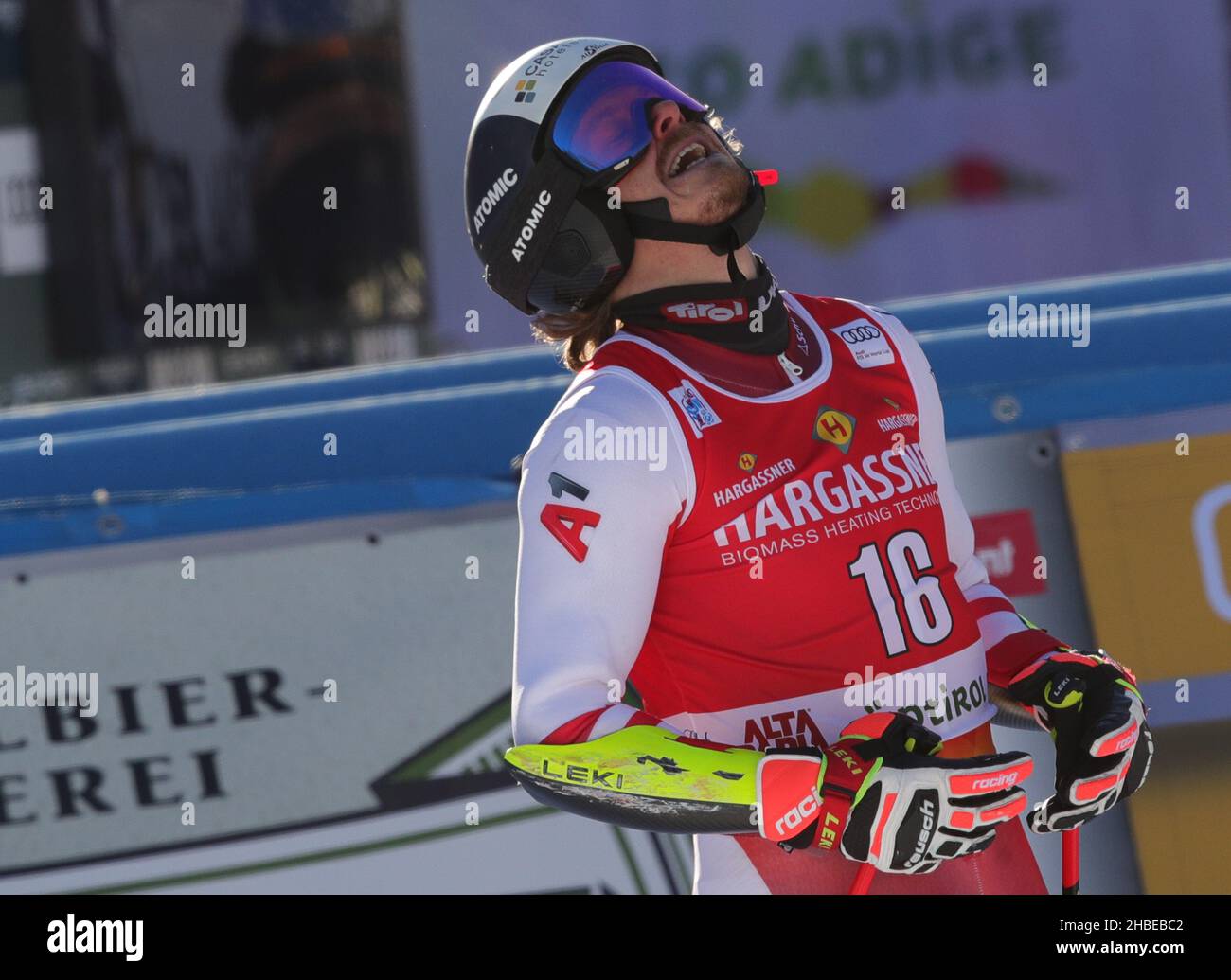 FELLER Manuel (AUT) Dritter Platz im FIS Ski World Cup 2021 - Herren Riesenslalom, alpines Skirennen in Alta Badia, Italien, Dezember 19 2021 Stockfoto