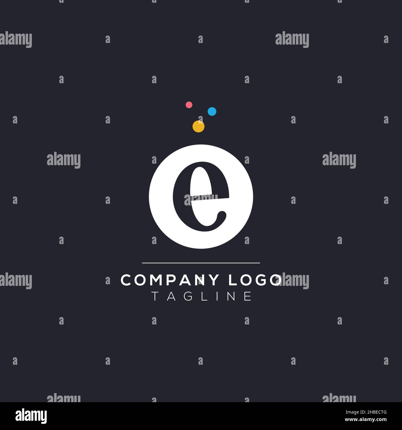 Dots Letter E-Logo. E-Design-Vektor mit Punkten. Vektor-Schriftzug Illustration eines bunten Alphabets mit Blasen. Stock Vektor