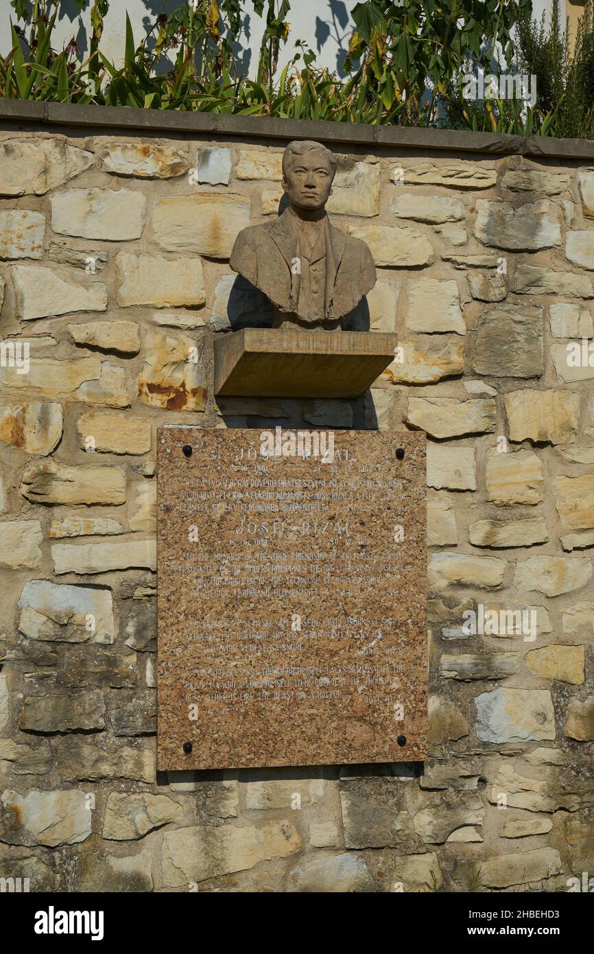 Litomerice, Tschechische Republik - 9. September 2021 - die Außenmauer von José Rizal am Nachmittag Stockfoto