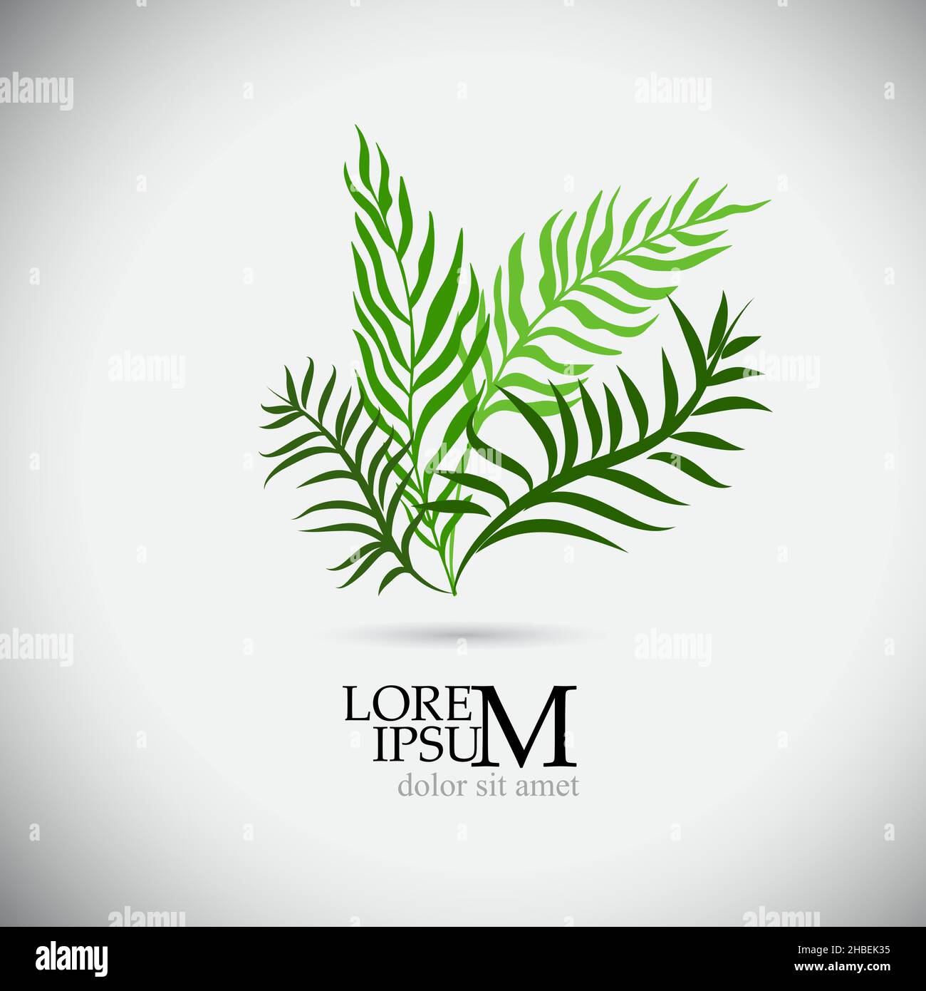 Logo grün Handfläche Zweig. Vektorgrafik Stock Vektor