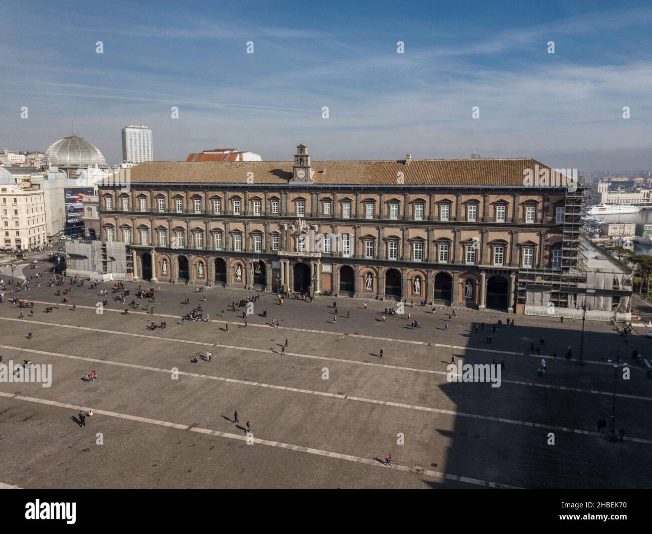 Luftaufnahme der Piazza del Plebiscito, Neapel, Kampanien, Italien Stockfoto