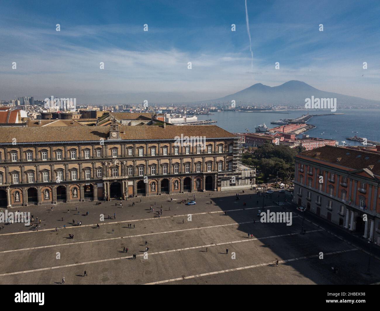 Luftaufnahme der Piazza del Plebiscito, Neapel, Kampanien, Italien Stockfoto