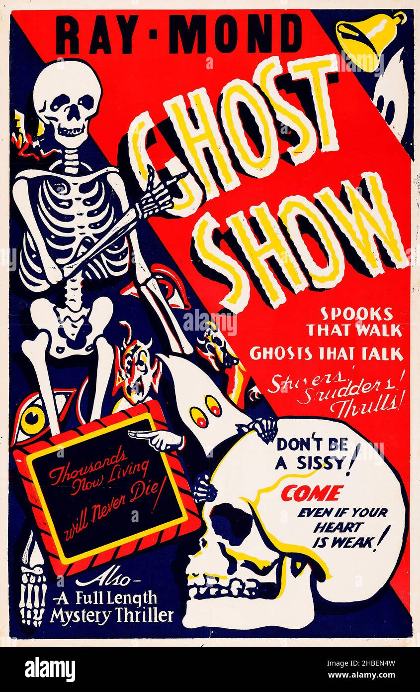 Ray Mond Ghost Show, Spooks That Walk, Ghost That Talk. Ray-mond Corbin-Spuk-Show. 1946 - 1950. Stockfoto
