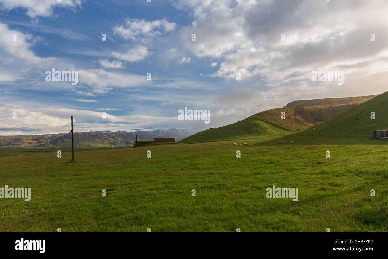 Bauernlandschaft. Im Süden Islands Stockfoto