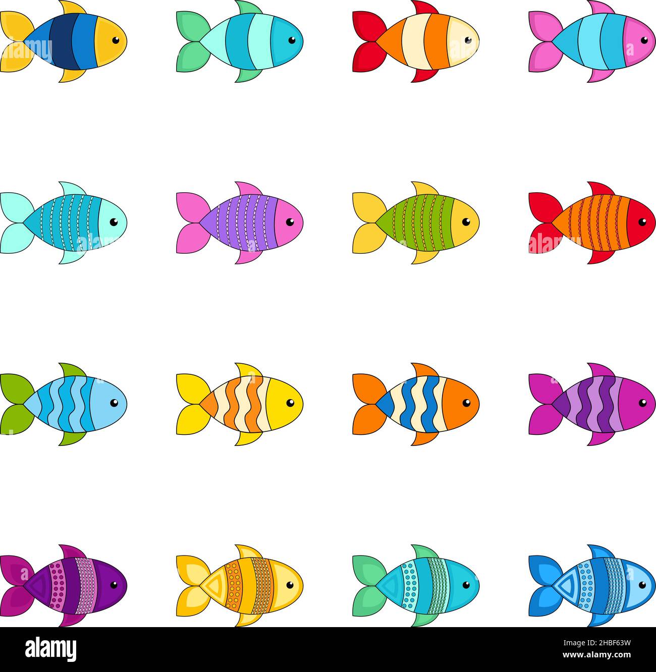Set von niedlichen Fischen, Vektor-Illustration Stock Vektor