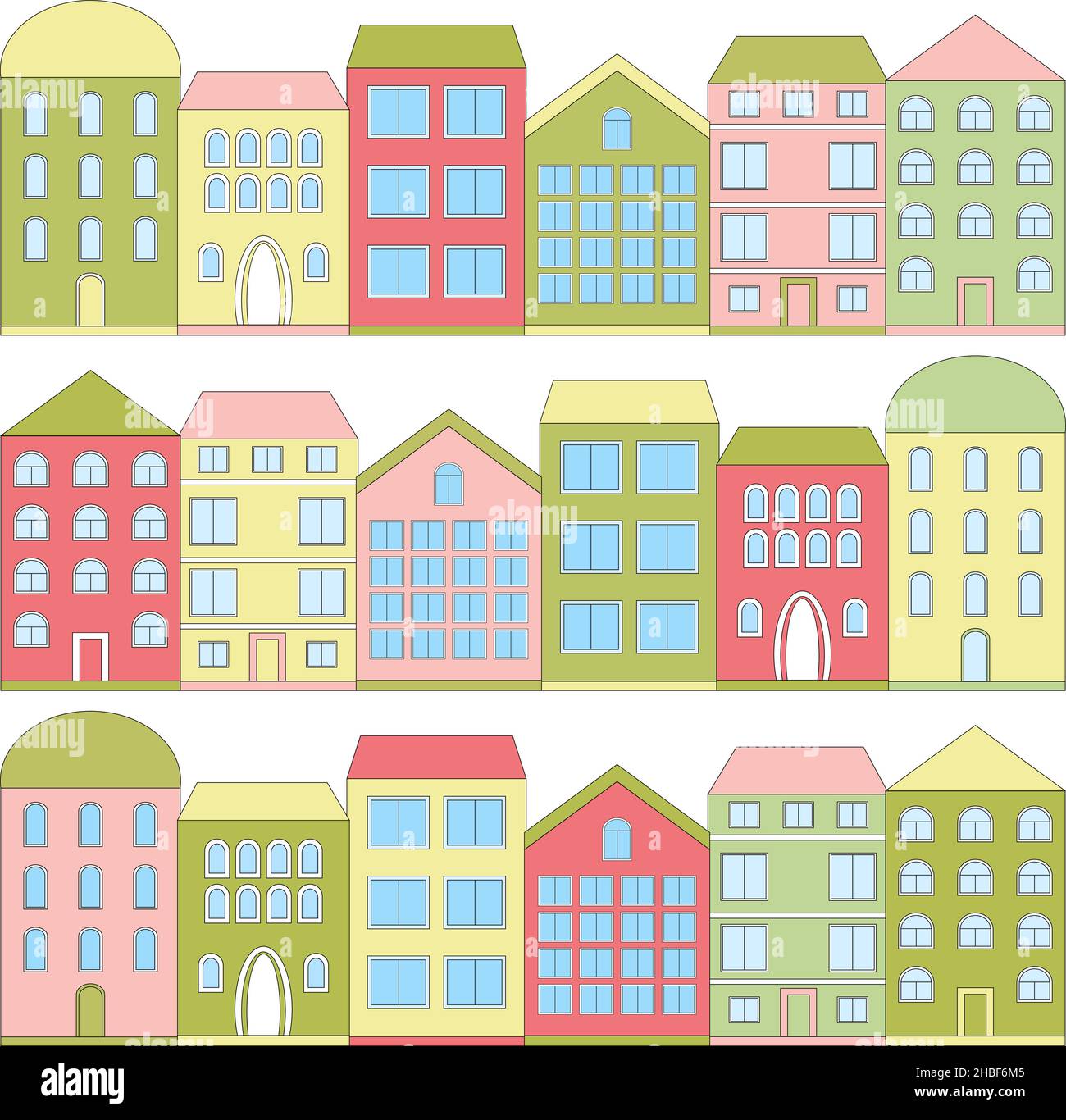 Farbe Cartoon Häuser, Vektor-Illustration Stock Vektor