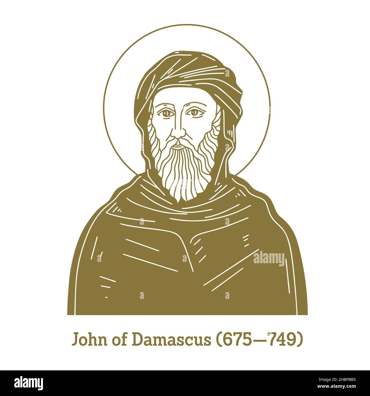 Johannes von Damaskus (675-749) war ein christlicher Mönch, Priester und Apologe. Stock Vektor