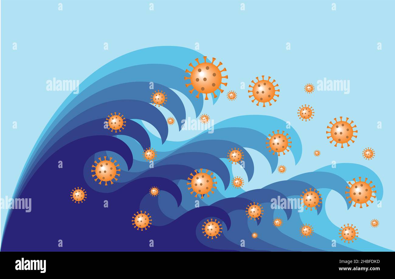 Coronavirus, Welle sechs. Dimension 16:9. Vektorgrafik. EPS10. Stock Vektor