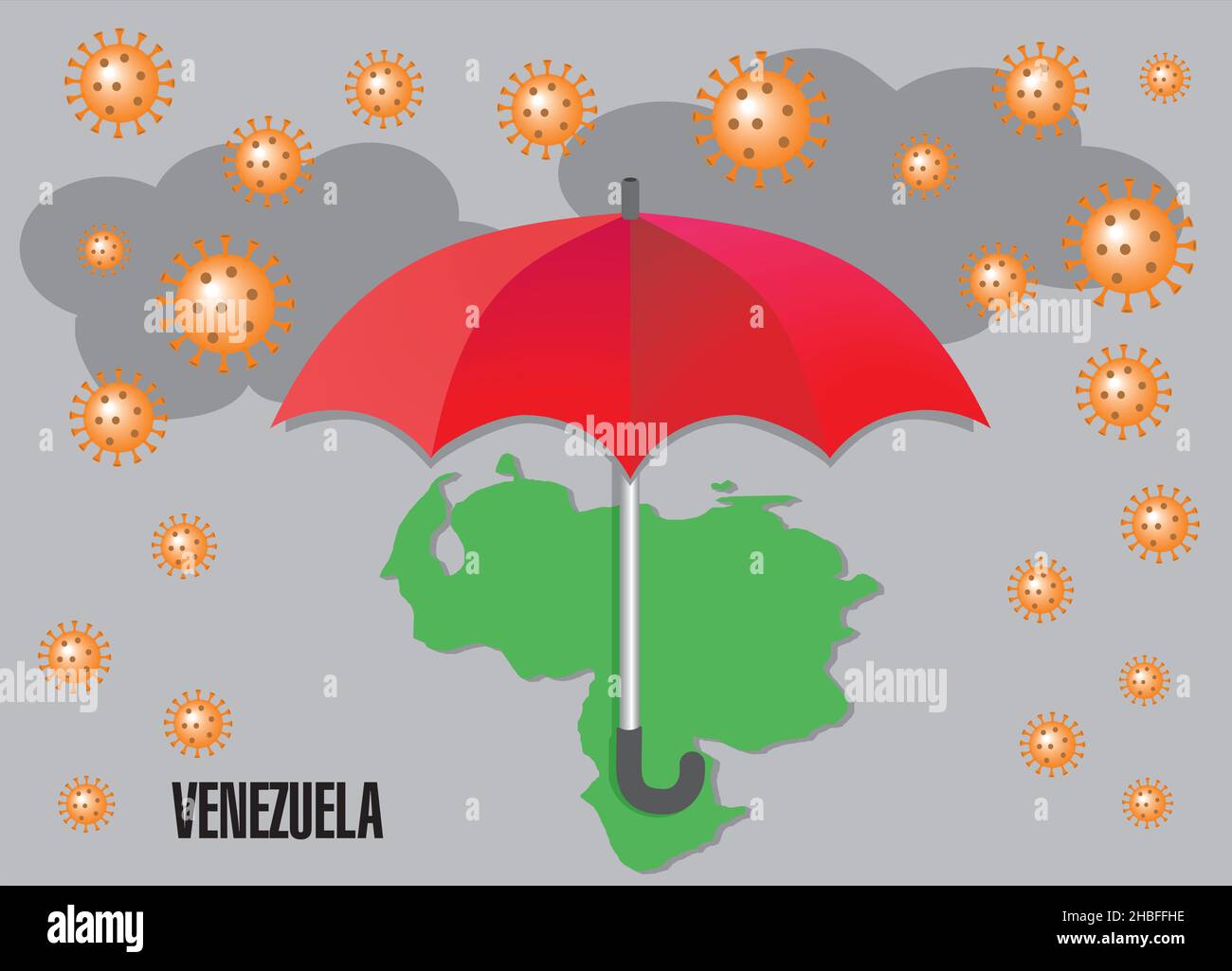 Roter Regenschirm zum Schutz Australiens vor Pandemie, Corona-Virus-Regen. Vektorgrafik. EPS10. Stock Vektor