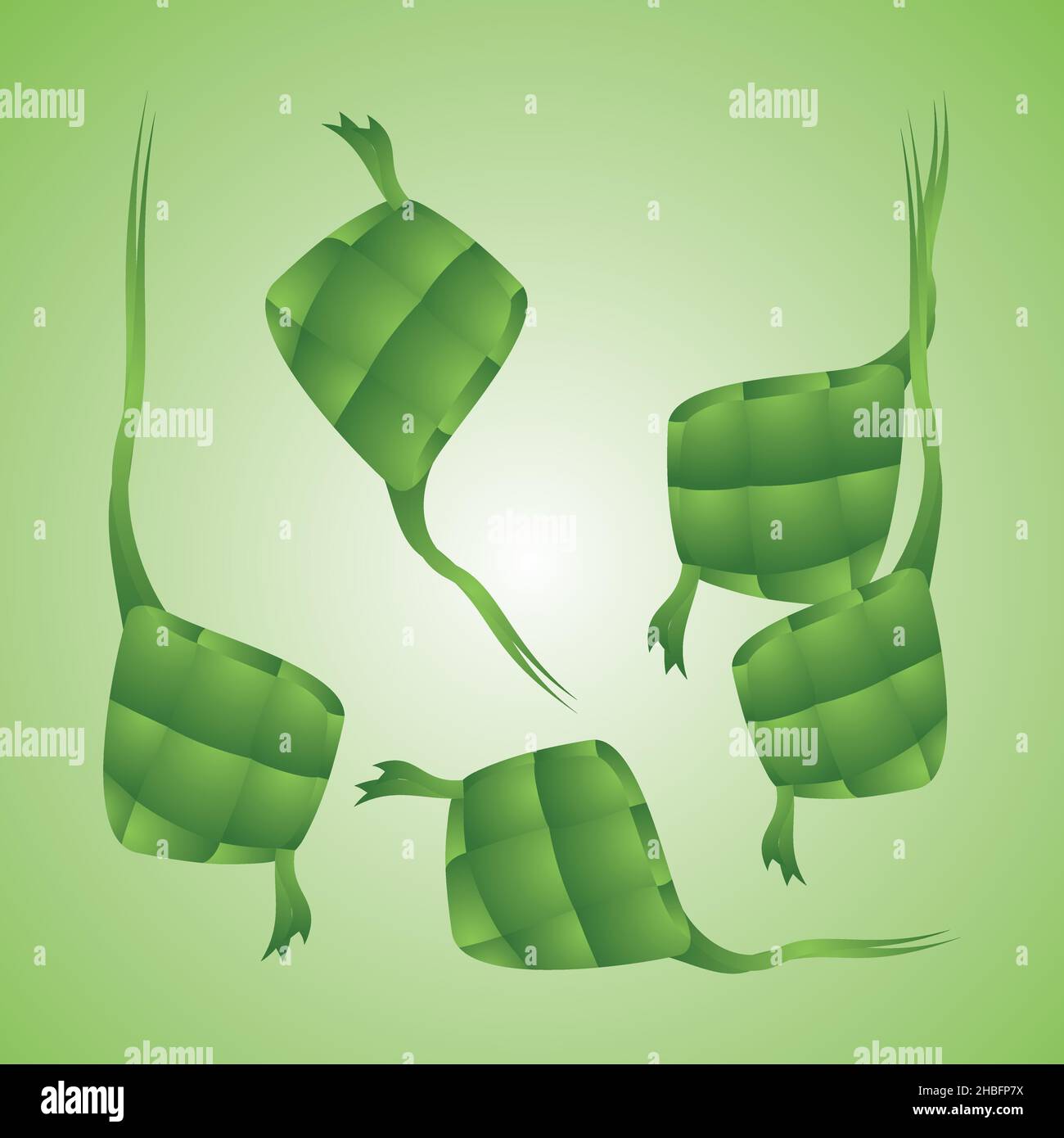 Ketupat Food Illustration, islamischer Ramadan Kareem Food mit flachem Cartoon-Stil Stock Vektor