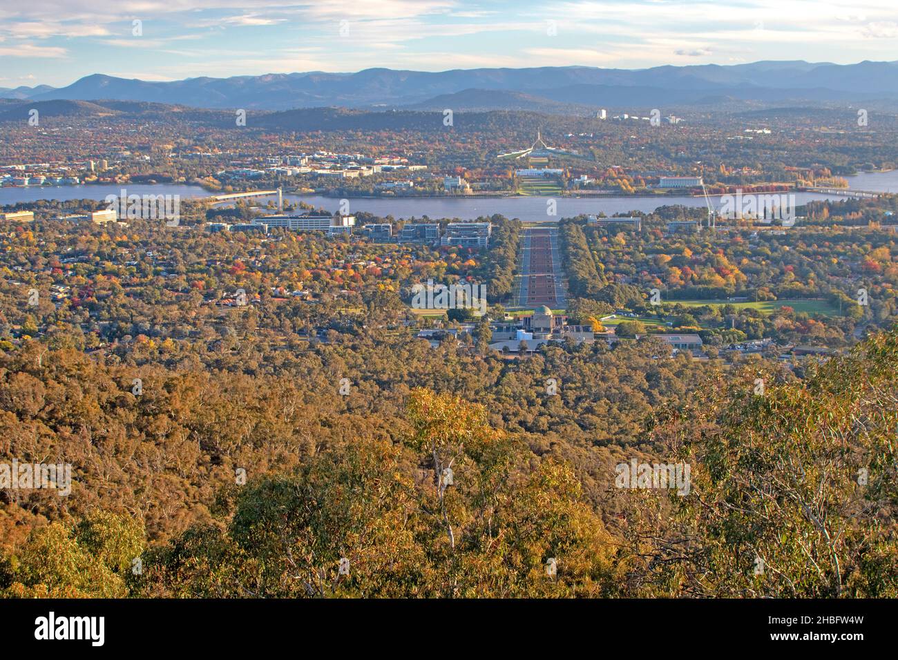 Blick auf Canberra vom Mt Ainslie Stockfoto