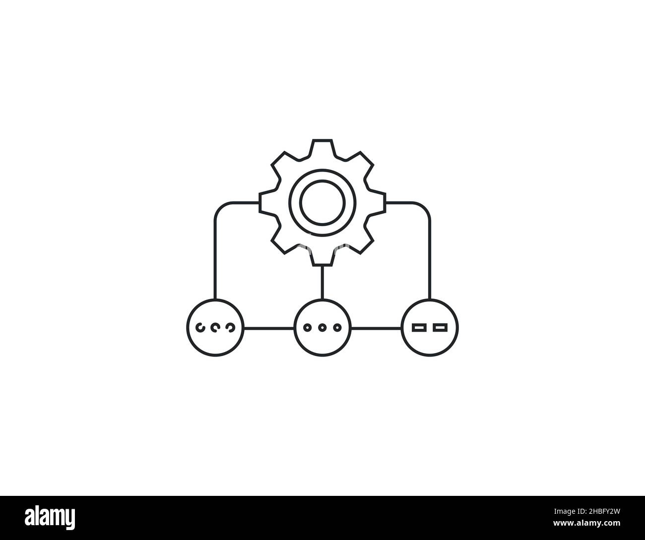 Symbol für Workflow, Automatisierung, Verarbeitung. Vektorgrafik. Flaches Design. Stock Vektor