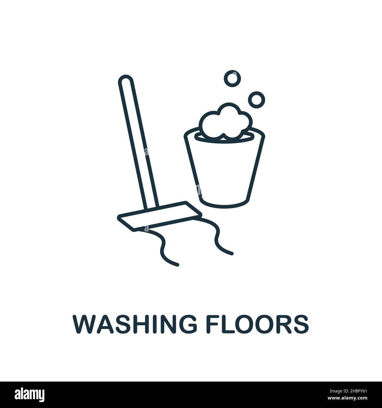 Symbol für Waschböden. Linienelement aus der Reinigungssammlung. Linear Waschböden Symbol Zeichen für Web-Design, Infografiken und mehr. Stock Vektor