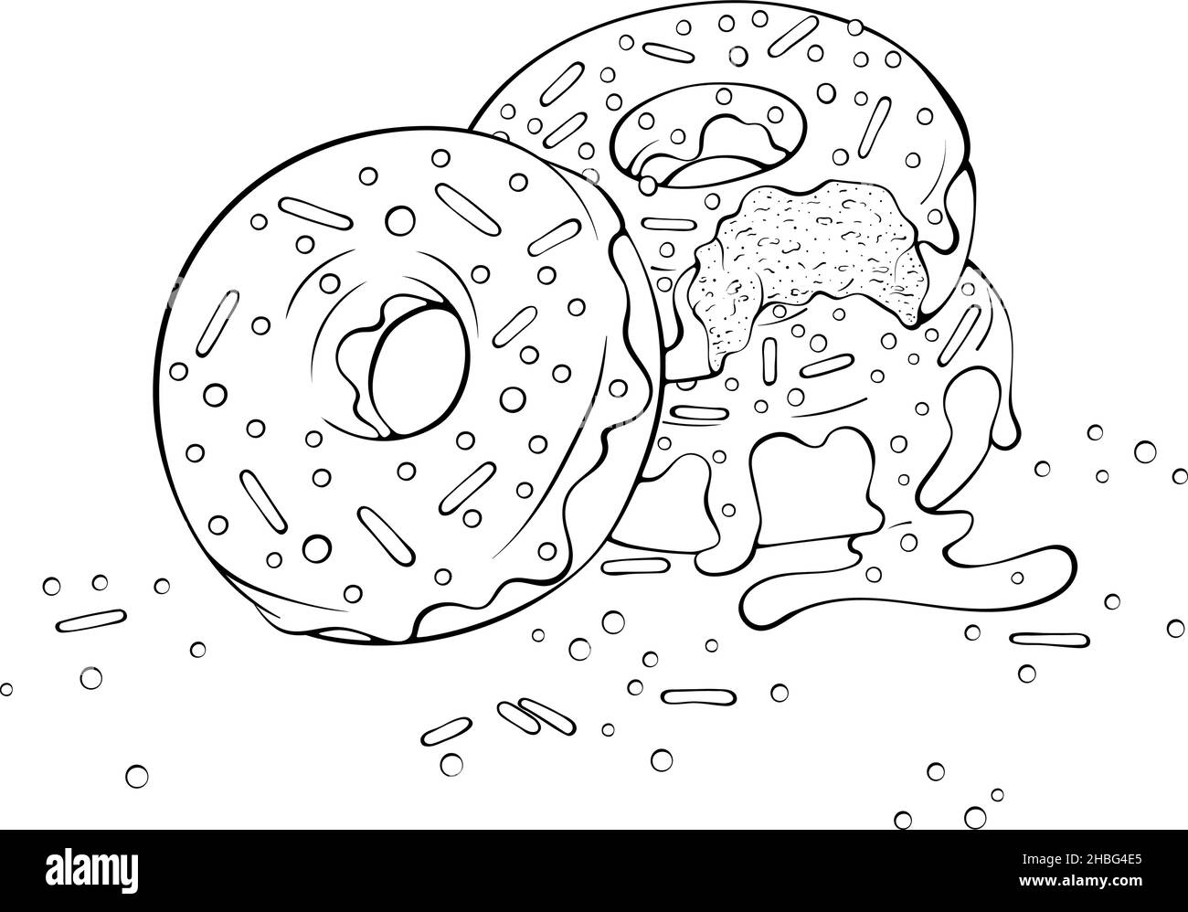 Donuts mit fließender Schokoladenkunst Stock Vektor