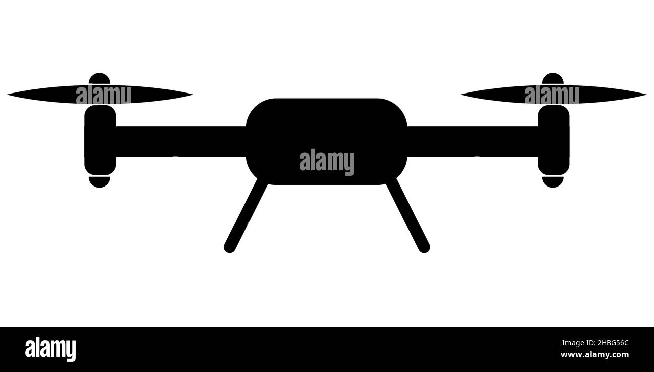 Quadrocopter-Symbol, fliegende Drohne mit Propellern, Abbildung Stock Vektor