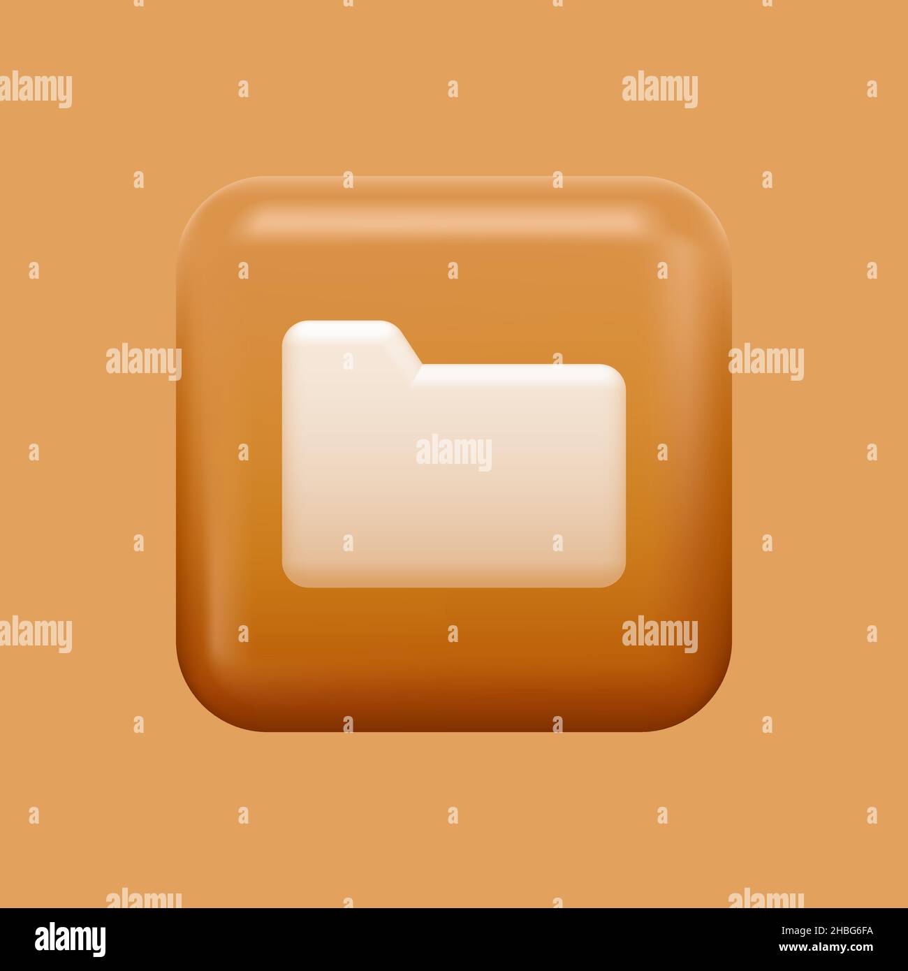 Symbol Für Einfachen Orangefarbenen Ordner. 3D Datei-Manager-Taste. Vektorgrafik Stock Vektor