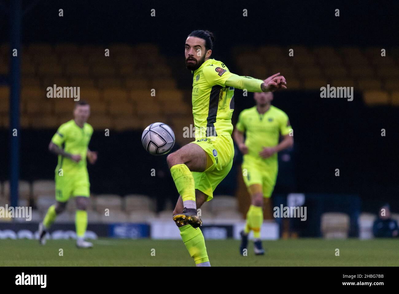 Dan Gallagher spielt für Dorking in der FA Trophy 3rd Runde in Roots Hall, Southend United gegen Dorking Wanderers Fußballspiel Stockfoto