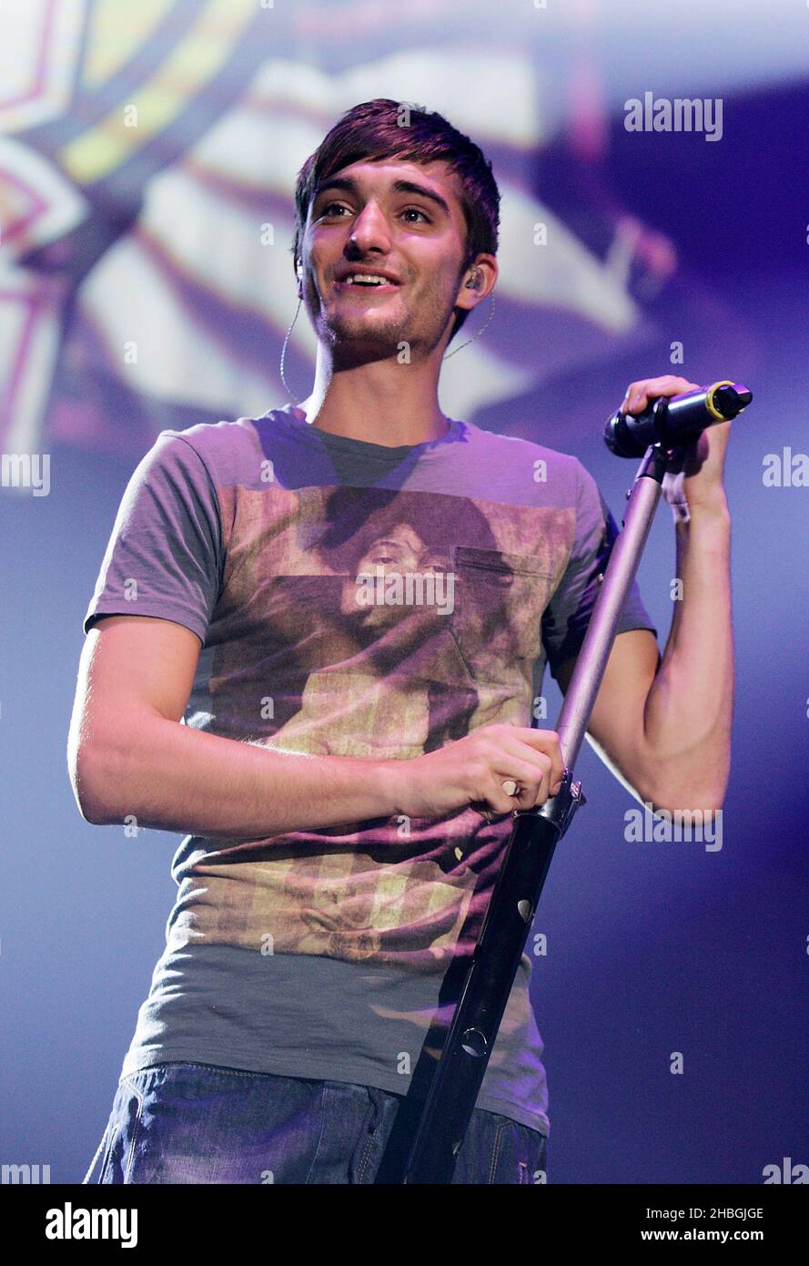 Tom Parker von The Wanted tritt im Big Gig von Girlguiding UK in der Wembley Arena in London auf. Stockfoto