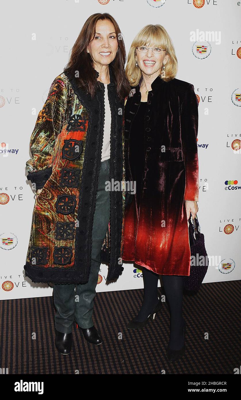 Olivia Harrisons und Patti Boyd (die Ex-Frauen von George Harrisons) nahmen an der Pad Yatra A Green Odyssey Premiere auf der BAFTA in London Teil. Stockfoto