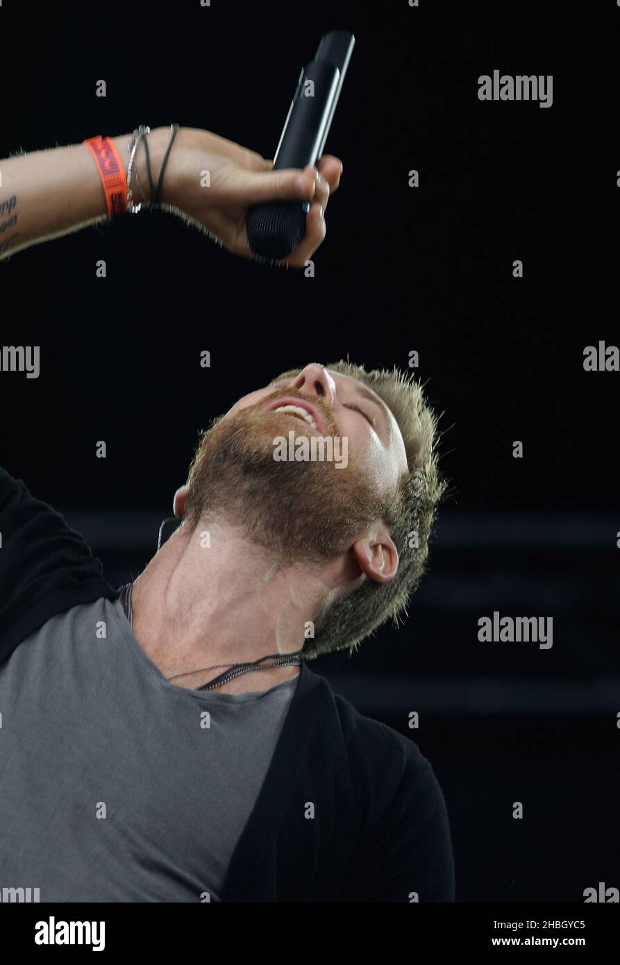 Charles Kelley von Lady Antebellum tritt am Samstag, den 14,2012. Juli, auf der Bühne des Hard Rock Calling Day 2 im Hyde Park auf. Stockfoto