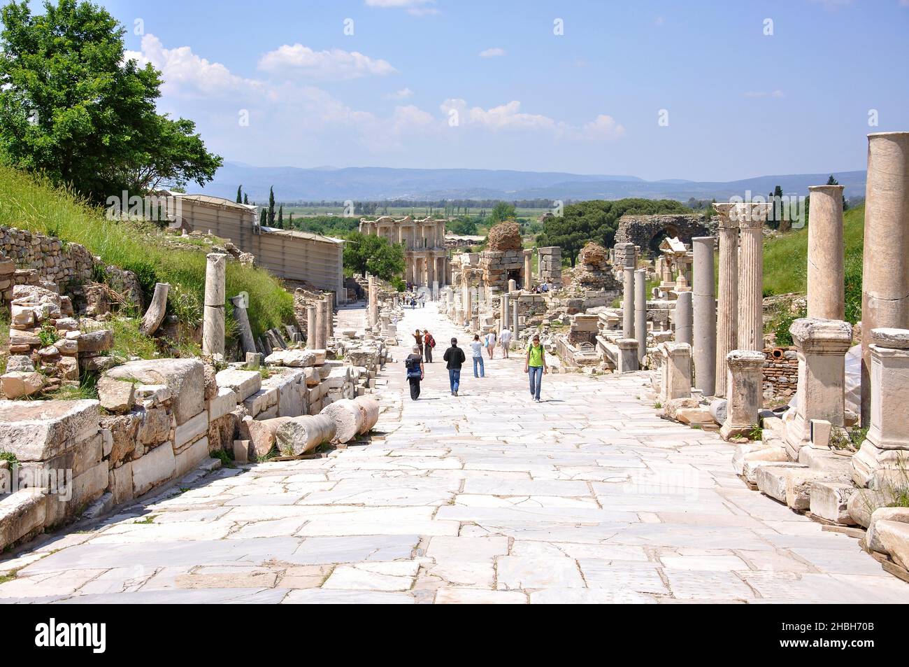 Curetes Street, antike Stadt Ephesus, Selcuk, Provinz Izmir, Republik Türkiye Stockfoto