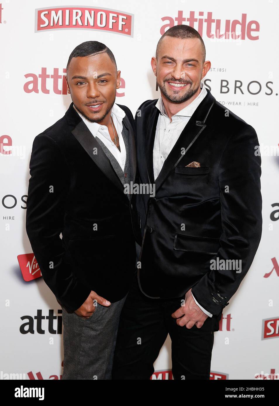 Marcus Collins und Robin Windsor bei den Attitude Awards im Grosvenor House Hotel in London. Stockfoto