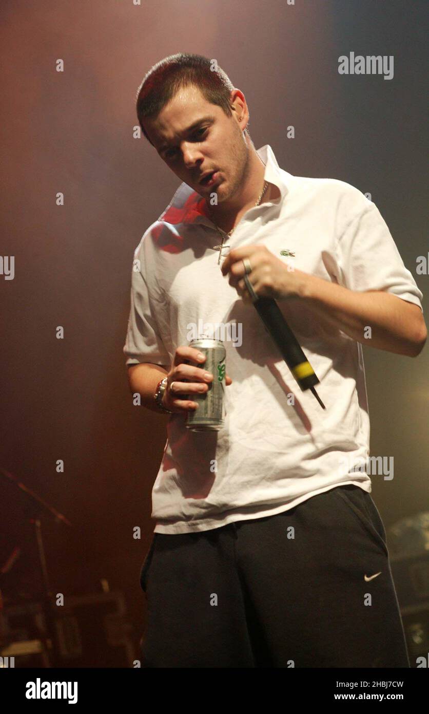 NME Awards Show: The Streets at the Astoria, London. Mike Skinner wirbt für das hochgelobte Debütalbum Original Pirate Material, eigenwillige Garage und Hip-Hop-Flava. Stockfoto