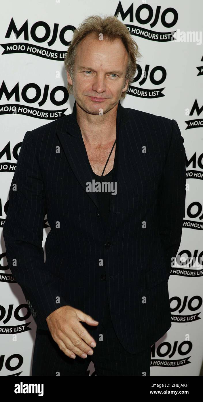 Sting bei den Mojo Awards in der Banqueting Hall in Whitehall, London. Stockfoto