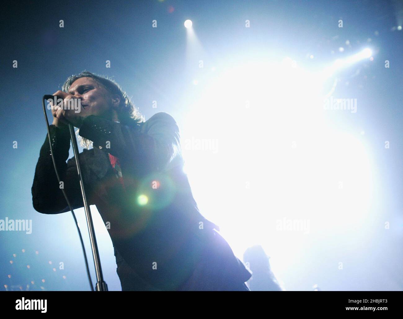 Ville Valo von der finnischen Goth-Rock-Band HIM. Stockfoto