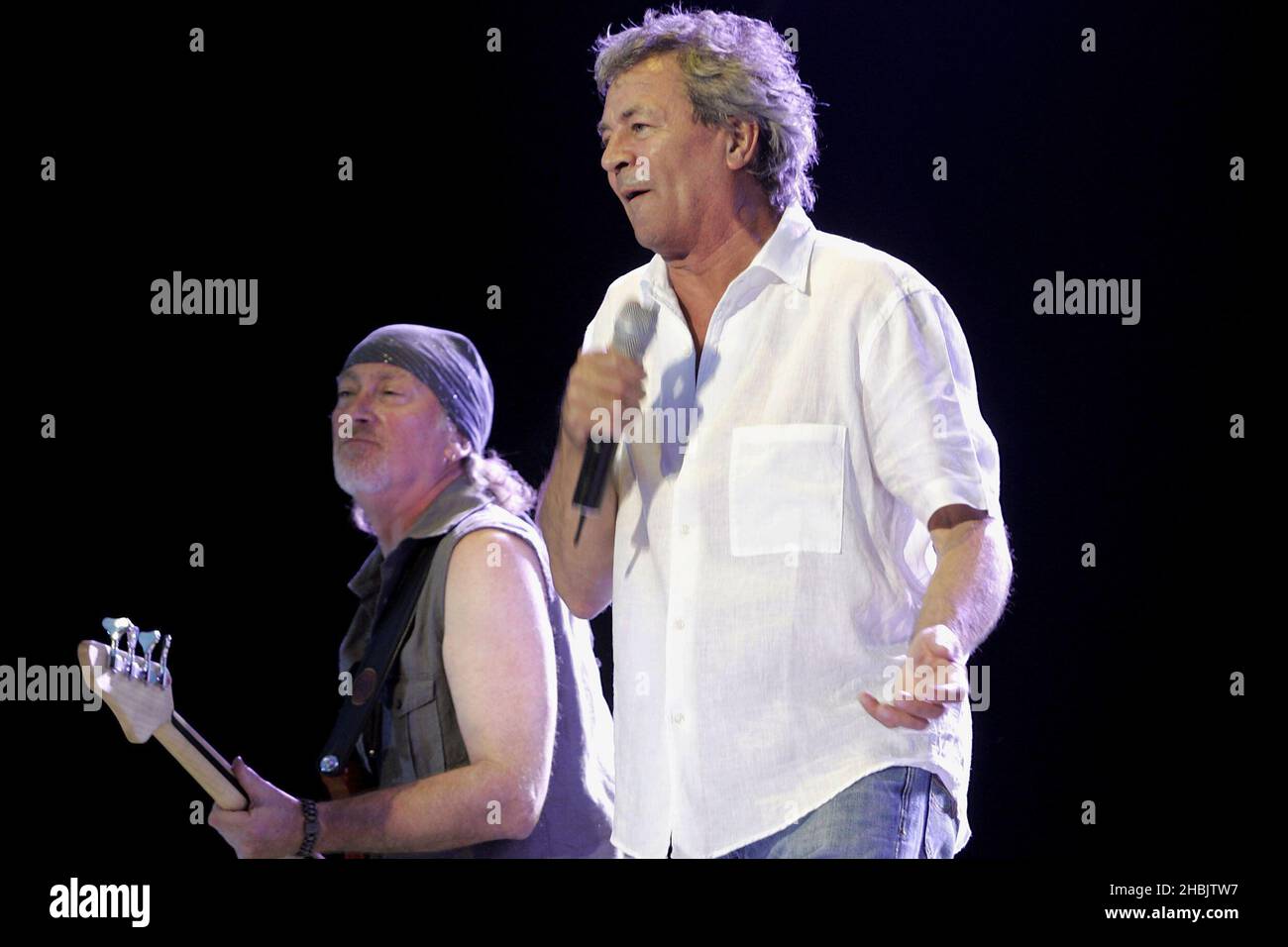 Ian Gillan von Deep Purple auf der Bühne. Stockfoto