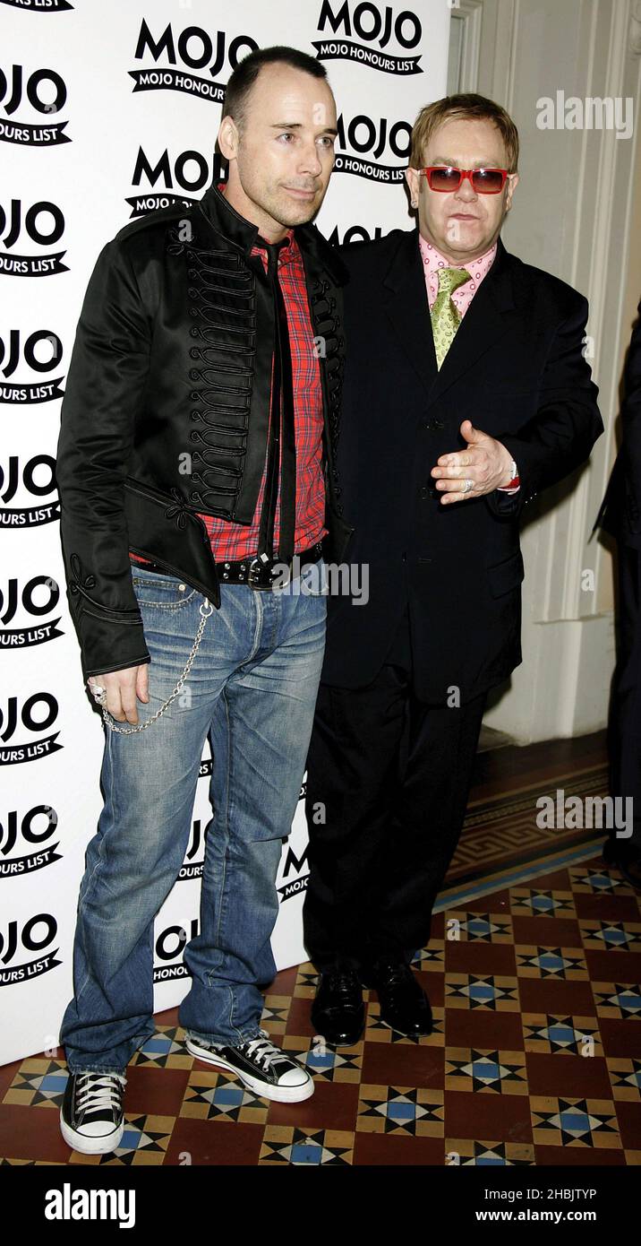 Elton John und David liefern Ankunft. Stockfoto