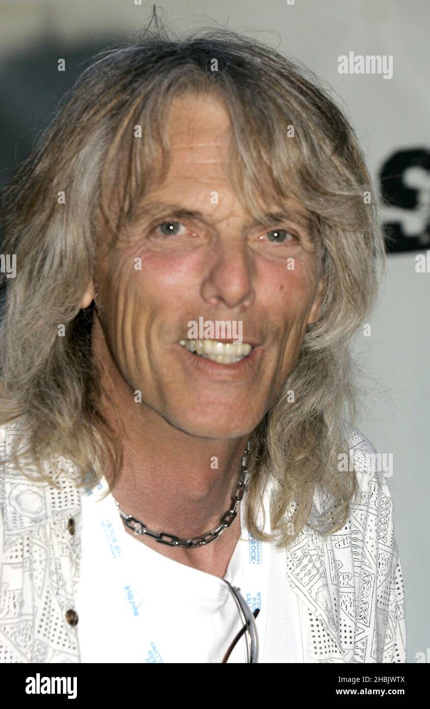 Scott Gorham hinter der Bühne. Stockfoto