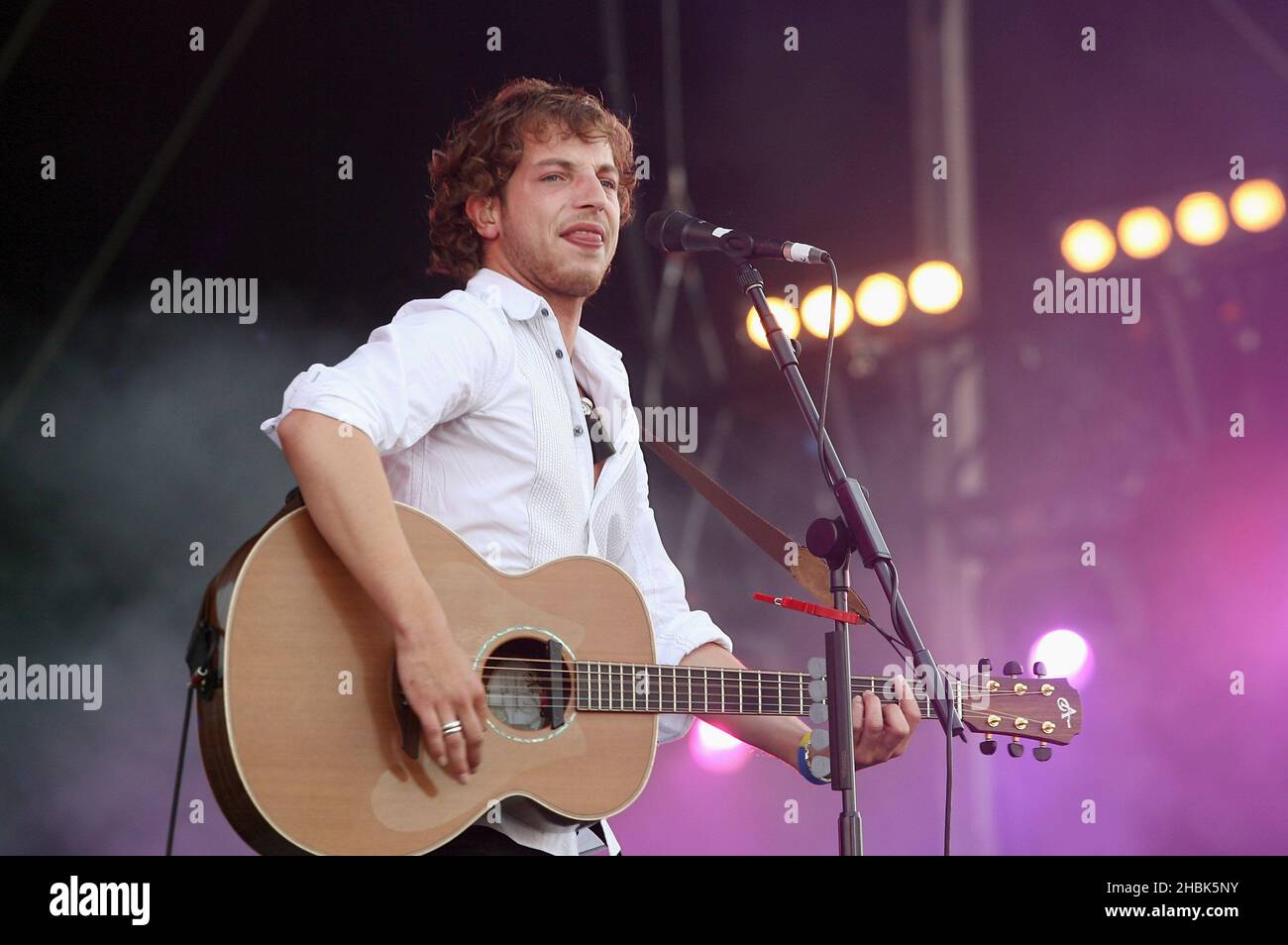 James Morrison beim Isle of Wight Festival, Newport, am 9,2007. Juni. Stockfoto