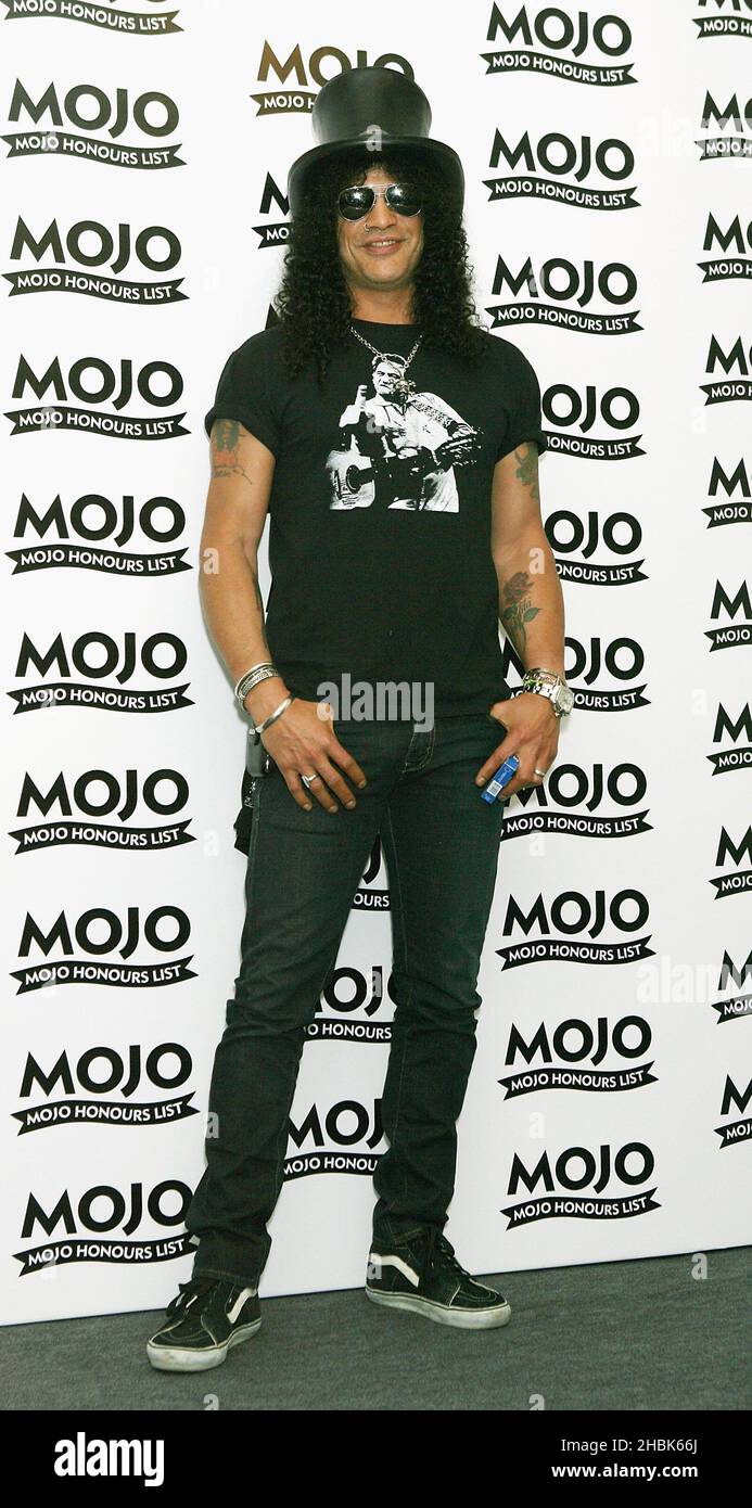 Slash bei der Preisverleihung der Mojo Honors List in der Brauerei im Osten Londons. Stockfoto