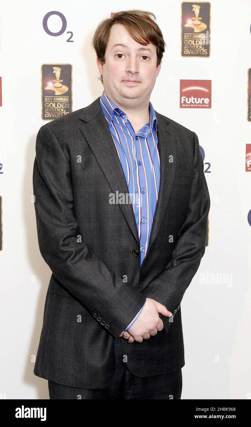 David Mitchell von der Peep Show veranstaltet die jährlichen Golden Joystick Awards im Hilton Hotel in London. Stockfoto