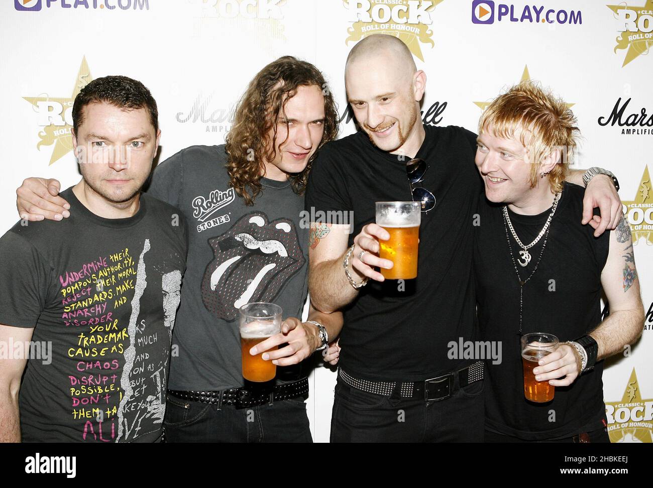 The Stone Gods während der Veröffentlichung der Classic Rock Magazine Roll of Honor Nominations 2008 an der Borderline im Zentrum von London. Stockfoto