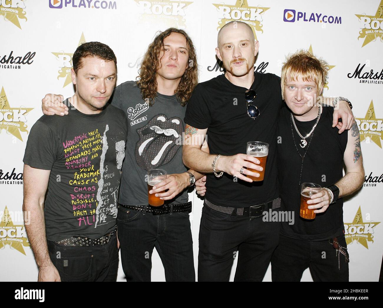 The Stone Gods während der Veröffentlichung der Classic Rock Magazine Roll of Honor Nominations 2008 an der Borderline im Zentrum von London. Stockfoto