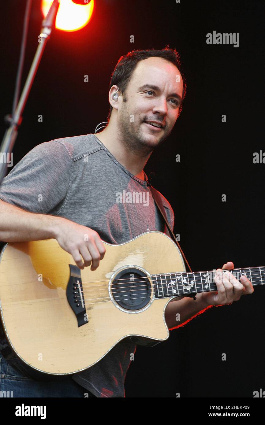 Dave Matthews und die Dave Matthews Band treten am dritten Tag des Festivals im Hyde Park, London, bei Hard Rock Calling auf. Stockfoto