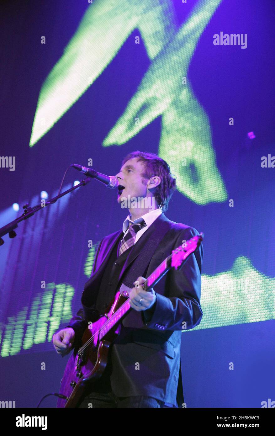 PAL Waaktaar-Savoy von A-HA tritt in der 02 Arena in London auf. Stockfoto