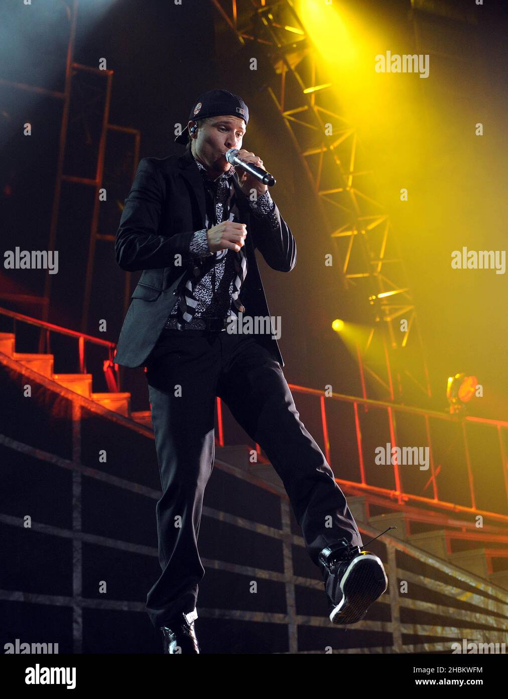 Brian Littrell von den Backstreet Boys tritt in der 02 Arena in London auf. Stockfoto