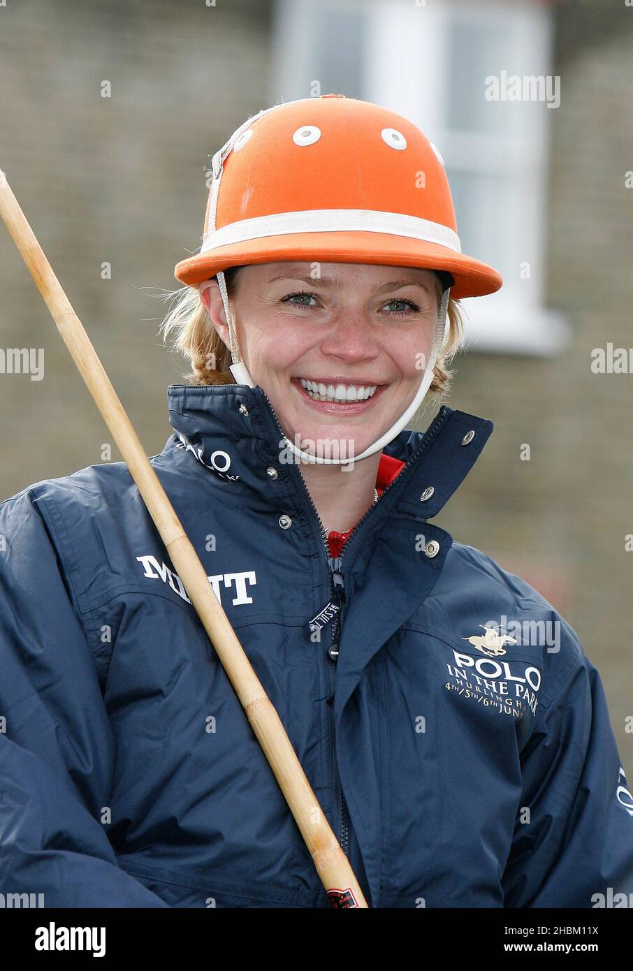 Jodie Kidd stellt die neuesten Entwicklungen der neuen World Polo Series ÒPolo parkÓ im Twenty20 im Hurlingham Club, Putney Bridge, London, vor. Stockfoto